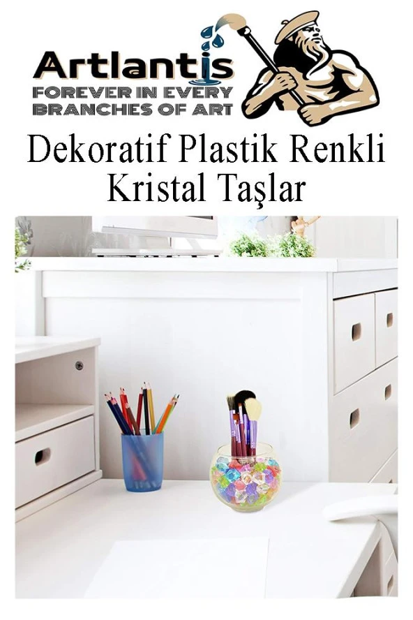 Dekoratif Plastik Renkli Kristal Taşlar 45 li 1 Paket Elmas Taşlar Oyuncak Değerli Taşlar - 3