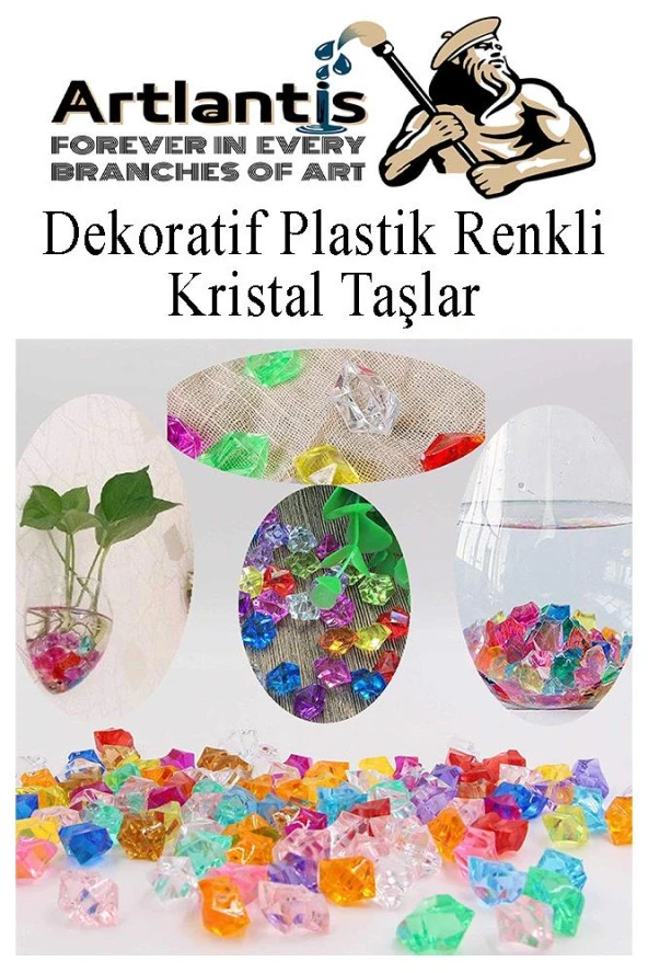 Dekoratif Plastik Renkli Kristal Taşlar 45 li 1 Paket Elmas Taşlar Oyuncak Değerli Taşlar - 4
