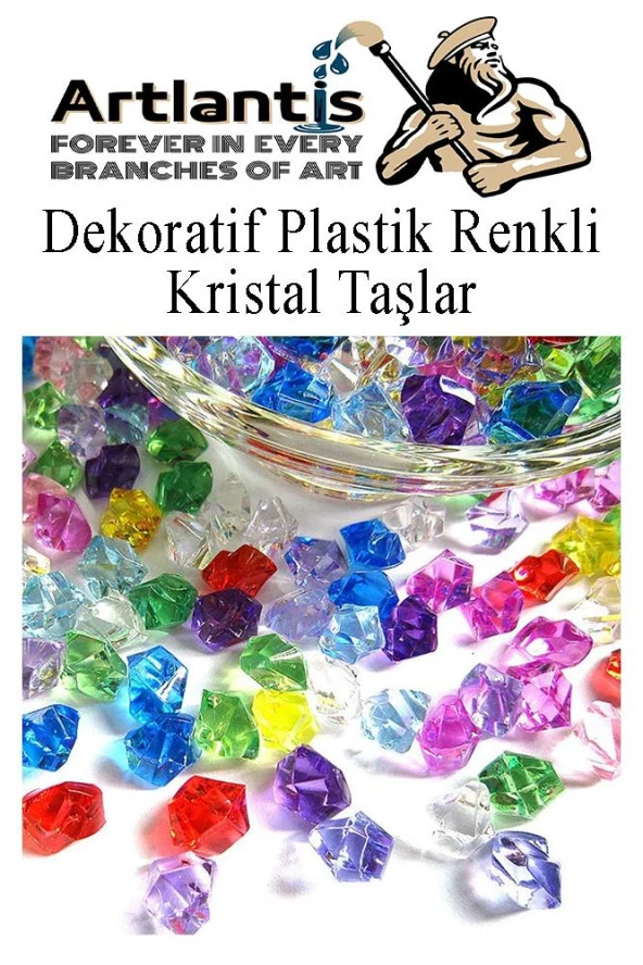 Dekoratif Plastik Renkli Kristal Taşlar 45 li 1 Paket Elmas Taşlar Oyuncak Değerli Taşlar - 5