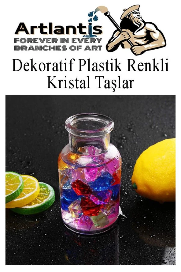 Dekoratif Plastik Renkli Kristal Taşlar 45 li 1 Paket Elmas Taşlar Oyuncak Değerli Taşlar - 6