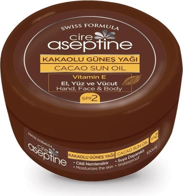 Cire Aseptine Kakaolu Güneş Yağı 100 ml . .spf 2 E Vitaminli.5 Li PAKET.5X100 Ml..aile Boyu Koruma.. - 2