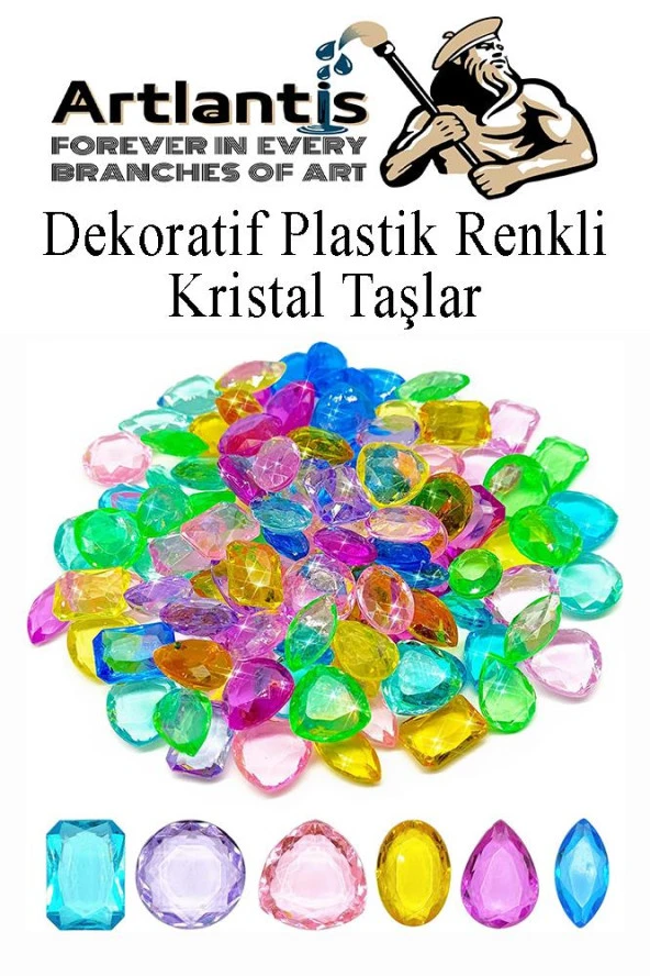 Dekoratif Plastik Renkli Kristal Taşlar 45 li 1 Paket Oyuncak Elmas Taşlar Oyuncak Değerli Taşlar