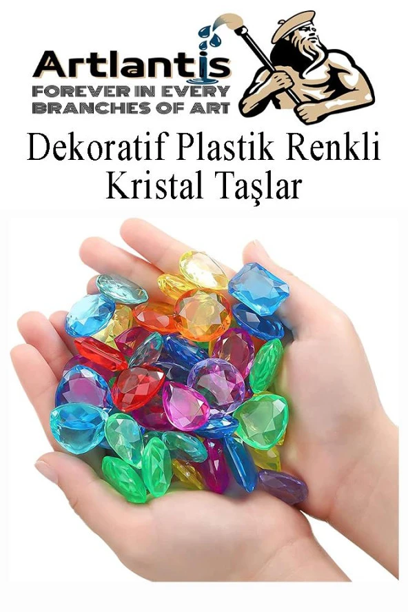 Dekoratif Plastik Renkli Kristal Taşlar 45 li 1 Paket Oyuncak Elmas Taşlar Oyuncak Değerli Taşlar - 2