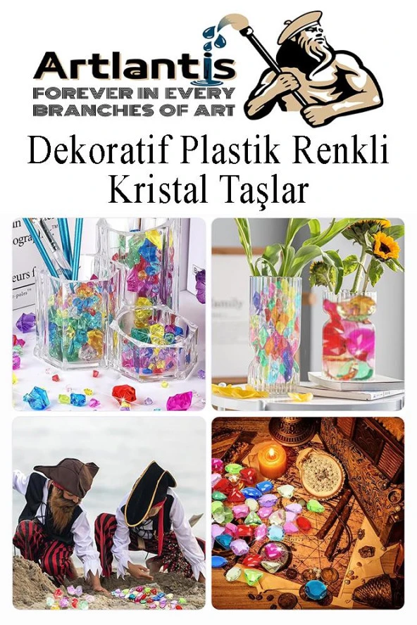 Dekoratif Plastik Renkli Kristal Taşlar 45 li 1 Paket Oyuncak Elmas Taşlar Oyuncak Değerli Taşlar - 4
