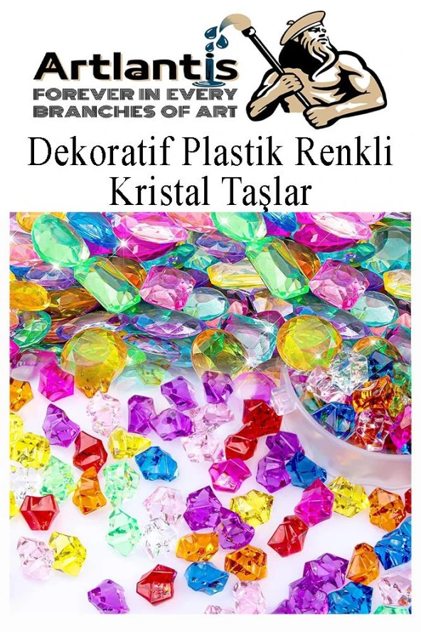 Dekoratif Plastik Renkli Kristal Taşlar 45 li 1 Paket Oyuncak Elmas Taşlar Oyuncak Değerli Taşlar - 5