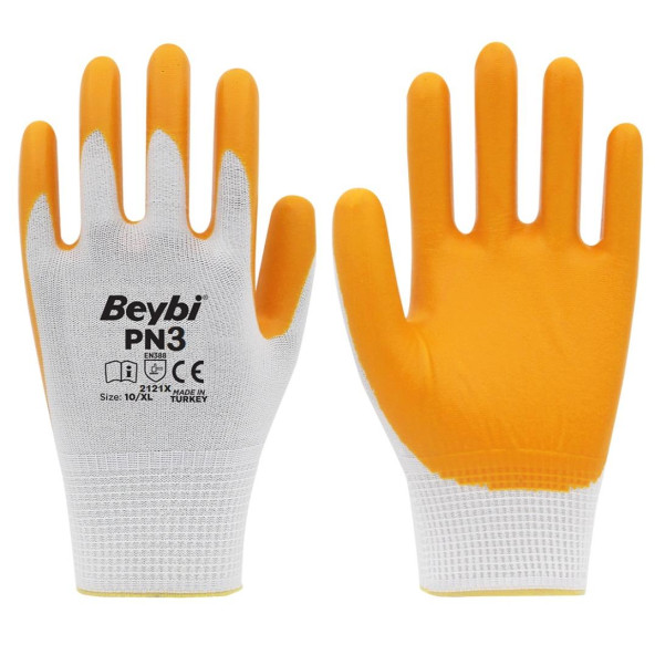 Beybi PN3 Sarı Nitril İş Eldiveni No:10 XL ( Toplam 288 Çift )