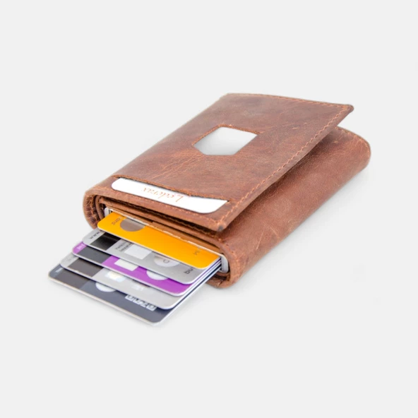 Lederax Vintage Crazy Deri Mekanizmalı Kartlık Cüzdan LD490 - Resim 4