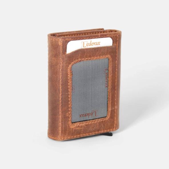 Lederax Vintage Crazy Deri Mekanizmalı Kartlık Cüzdan LD490 - Resim 3