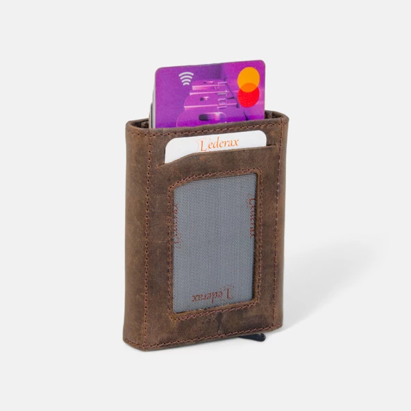 Lederax Vintage Crazy Deri Mekanizmalı Kartlık Cüzdan LD490 - Resim 8