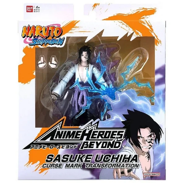 Bandai Anime Heroes Naruto Sasuke Uchiha Figür ve Aksesuar Seti 16 cm - Resim 3