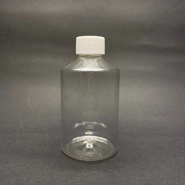 250 cc Küt Boyunlu Şeffaf Pet Şişe , Beyaz Kapaklı Kalın Pet Şişe 250 Ml  x 6 Adet