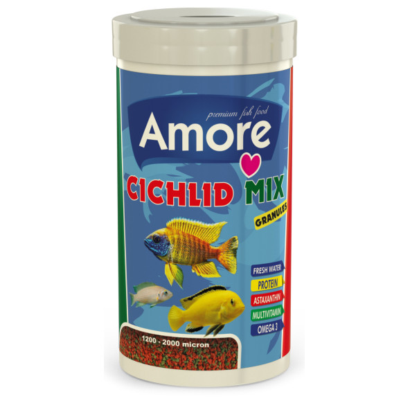 Amore Malawi Cichlid Mix 1000ml, Probon Red Colour 250ml, Pure Algae Veggie 100ml Kutu Balık Yemi - 3
