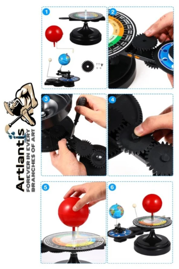 Dünya Güneş Ay Modeli Işıklı ve Hareketli 1 Adet Güneş Sistemi Deney Seti Astronomi Solar Sistem Deney Seti - 5