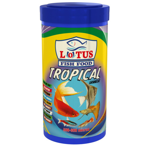 Amore Tropical Mix Selection 125ml, Lotus Tropikal 250ml, Guppy Granül 100ml, Tropik 100ml Pul Balık Yemi - 5