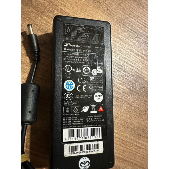Seasonic SSA-0901-12, 80W, 12V 6.67 AMPER 80W ADAPTÖR 2.EL 1 YIL GARANTİLİ ürün görseli 1