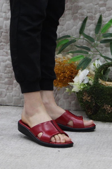 Ceyo 9200-3 Kırmızı Ortopedik Rahat Kadın Terlik ürün görseli