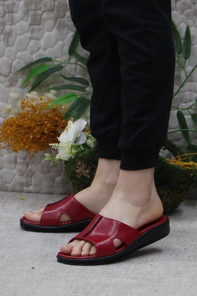 Ceyo 9200-3 Kırmızı Ortopedik Rahat Kadın Terlik - Resim 3