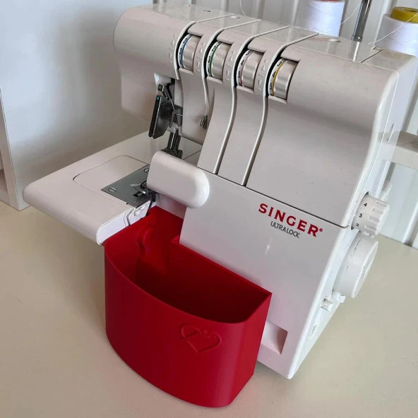 Singer Overlok Makinası Çöp Kutusu XL Kırmızı - 5