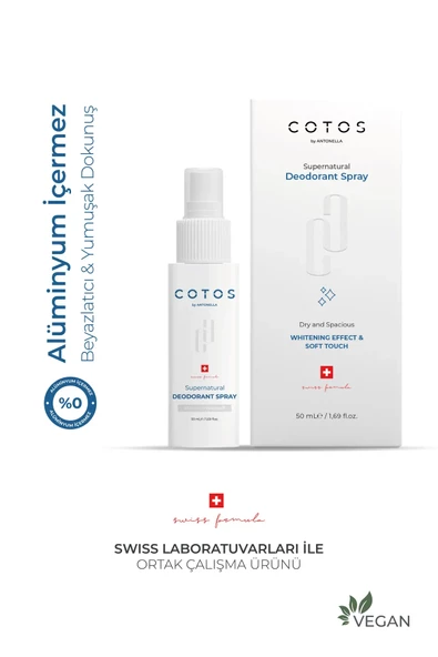 COTOS Whitening & Soft Touch Deodorant Sprey (ANTİPERSPİRANT-BEYAZLATICI-TÜY AZALTICI-DOĞAL DEO