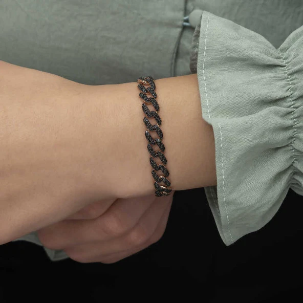 925 Ayar Gümüş Siyah Taşlı Gurmet Bileklik - 2