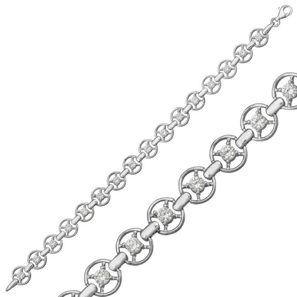 925 Ayar Gümüş Yuvarlak Su Yolu Bileklik ürün görseli 1