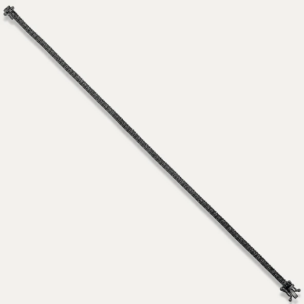 925 Ayar Gümüş Siyah Taşlı Su Yolu Bileklik - 2