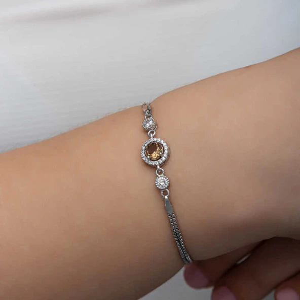 Gümüş Yuvarlak Zultanit Taşlı Kadın Bileklik - 5