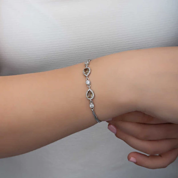 ​Gümüş Damla Zultanit Taşlı Kadın Bileklik - Resim 5