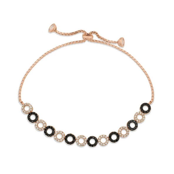 925 Ayar Gümüş Rose Halka Asansör Bileklik - Resim 3