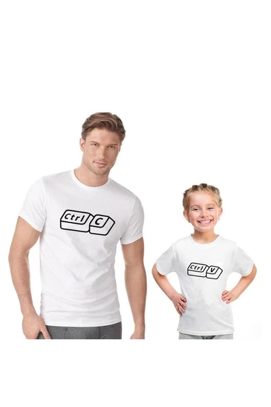 Baba Oğul Kız Ctrl+C Ctrl+V tişört (TEK ÜRÜN FİYATIDIR KOMBİN YAPMAK İÇİN 2 ADET SEPETE EKLEYİNİZ)
