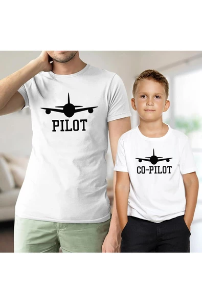 Baba Oğul Pilot Co-pilot Tshirt (Tek Ürün Fiyatıdır Kombin Yapmak için 2 Adet Sepete Ekleyiniz)