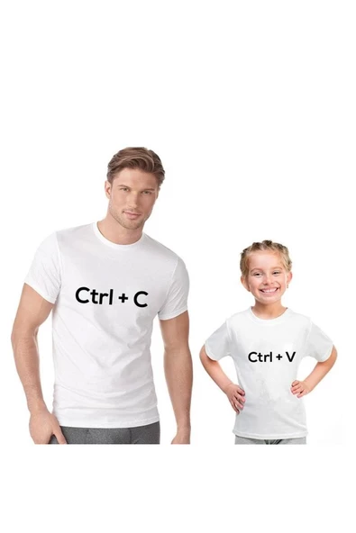 Baba Oğul Kız Ctrl+C Ctrl+V tişört (TEK ÜRÜN FİYATIDIR KOMBİN YAPMAK İÇİN 2 ADET SEPETE EKLEYİNİZ)