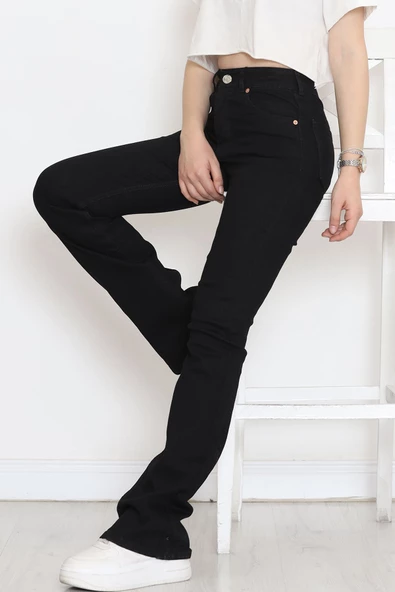 İspanyol Paça Kot Pantolon Siyah1 - 18201.1431. - Resim 2