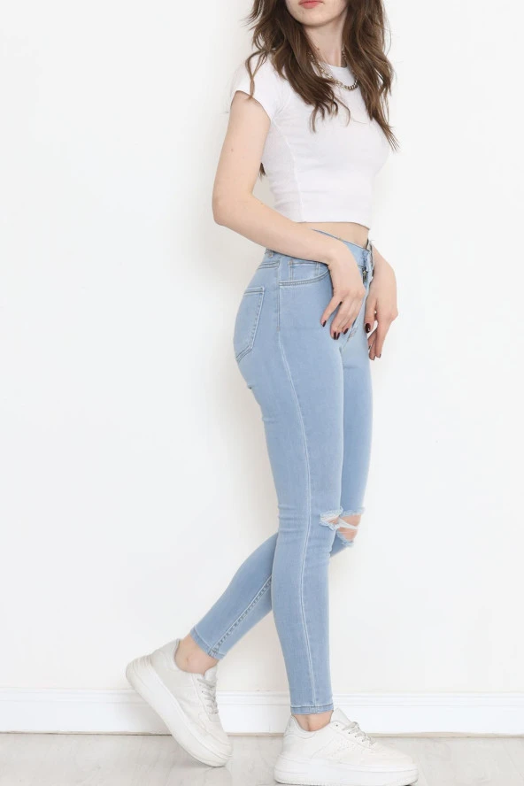 Biendes Lazer Kesim Dar Paça Kot Pantolon Buzmavi - 16665.925. - 3