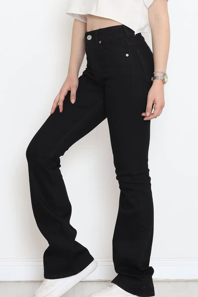 İspanyol Paça Kot Pantolon Siyah1 - 18201.1431. - Resim 5