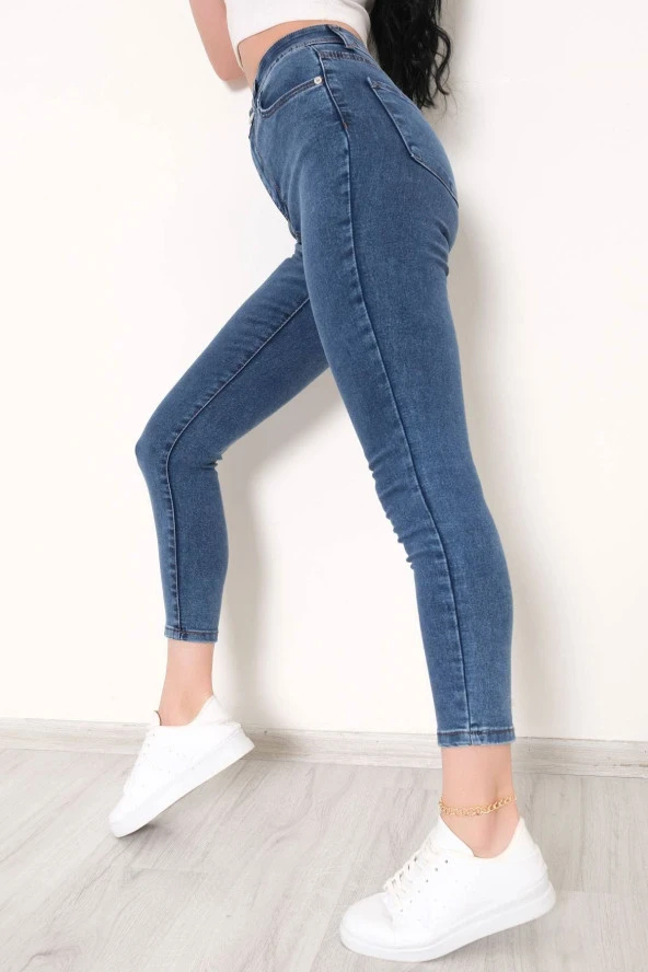 Süper Likra Kot Pantolon Mavi4 - 9815.1431. - Resim 3