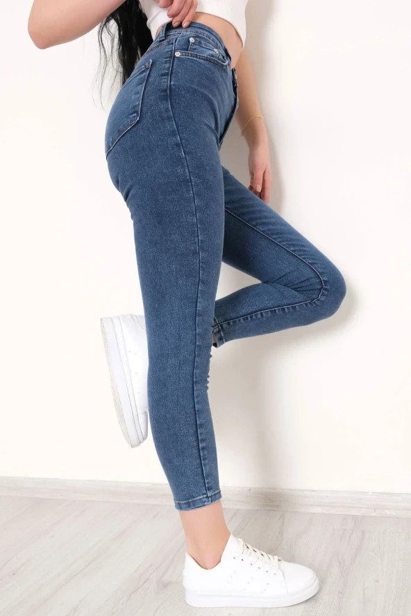 Süper Likra Kot Pantolon Mavi4 - 9815.1431. - Resim 5