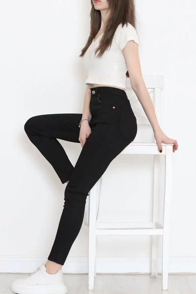 Süper Likra Kot Pantolon Siyah3 - 18200.1431. - Resim 2