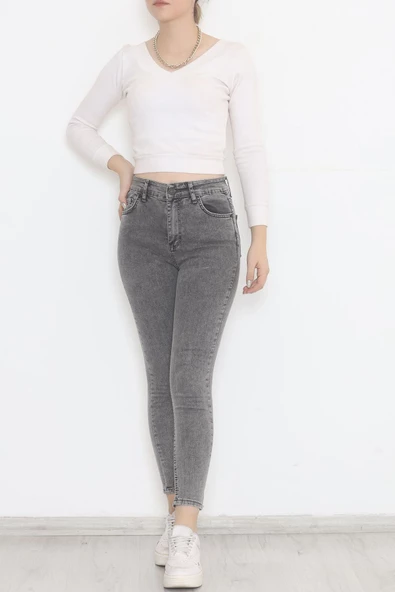 Dar Paça Kot Pantolon Gri - 12561.1431. - Resim 4