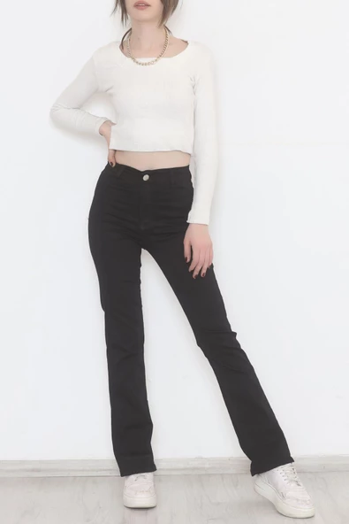 Cepsiz İspanyol Paça Kot Pantolon Siyah - 12606.1431. - Resim 4