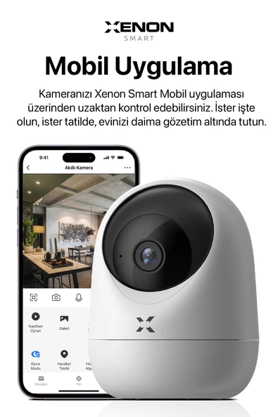 Xenon Smart Akıllı Wifi Kamera, Gece Görüşlü İç Mekan Kamerası, PTZ Yön Kontrol, Hareket Ses Algılama - Resim 4
