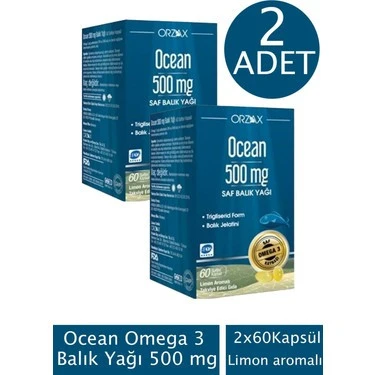 Ocean Omega 3 Balık Yağı 500 mg 60 Kapsül-2 adet - 1