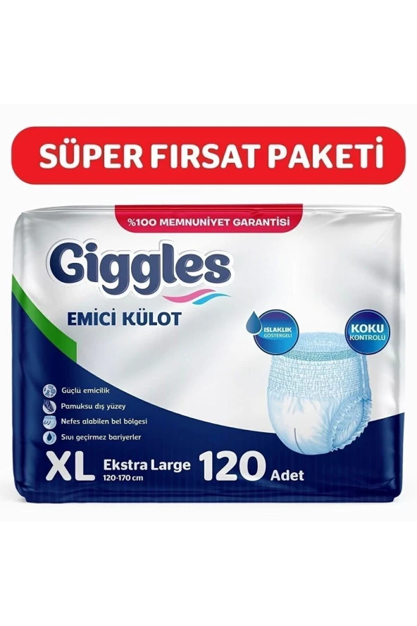 GİGGLES Yetişkin Emici Külot Ekstra Large 30'lu 4 Paket (120 Adet)