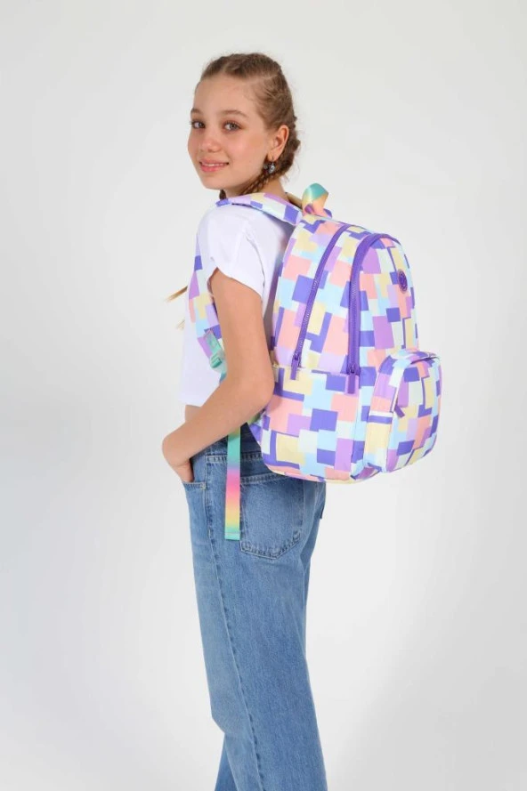 Kaukko Rainbow Sırt Çantası Square Puple K1753 - Resim 2