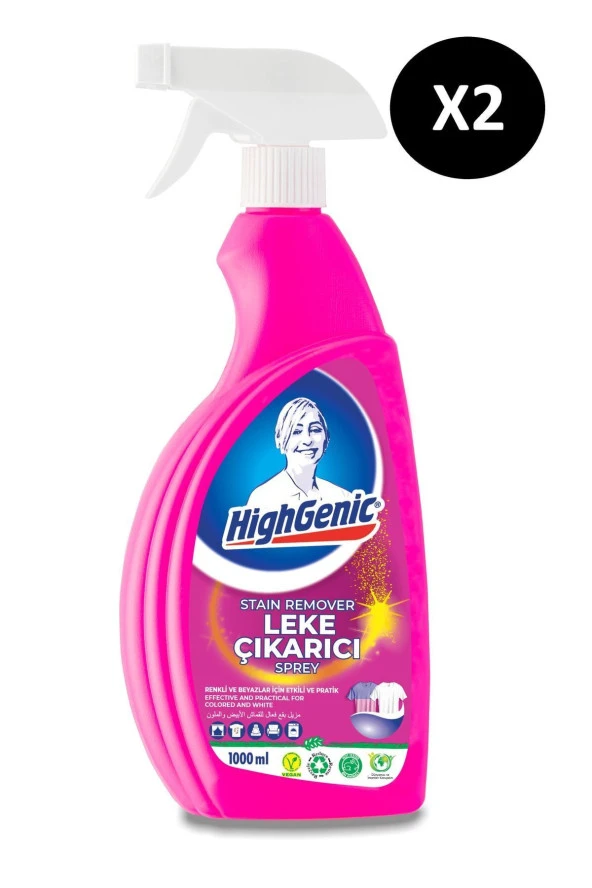 HİGHGENİC Stain Remover Leke Çıkarı Sprey 1000 Ml X 2 Adet