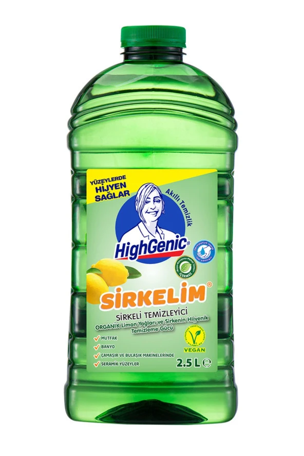 HİGHGENİC Sirkelim Sirkeli Temizleyici Organik Limon Esanslı Ekonomik Boy 2500 ml