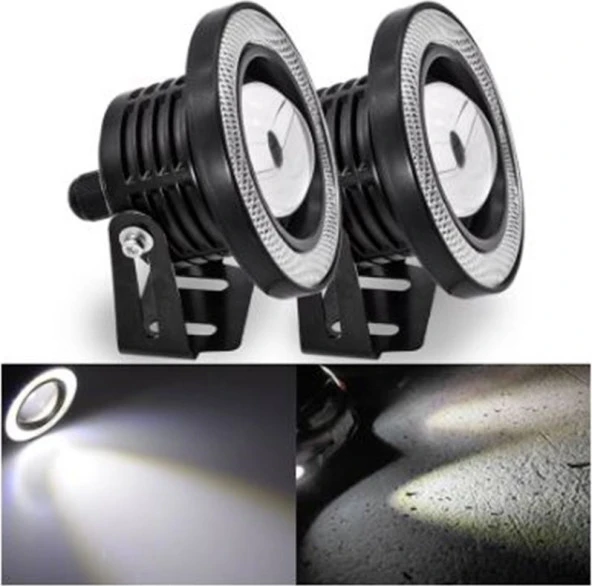 89 mm Beyaz Mercekli Angel LED Halkalı Sis Farı - 2