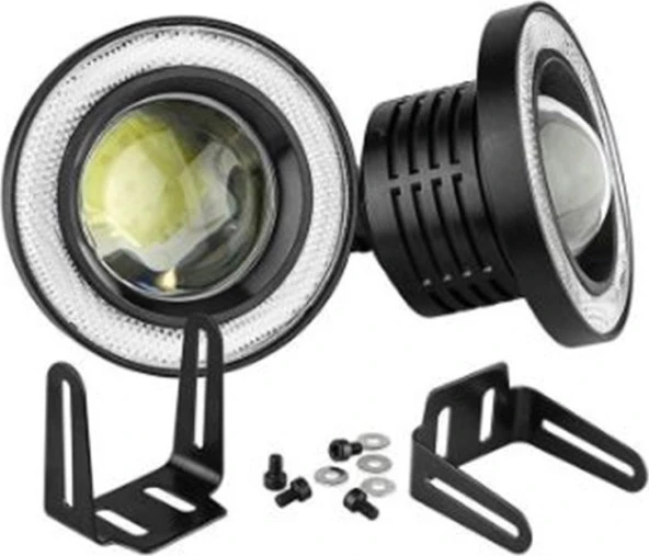 89 mm Beyaz Mercekli Angel LED Halkalı Sis Farı - 4
