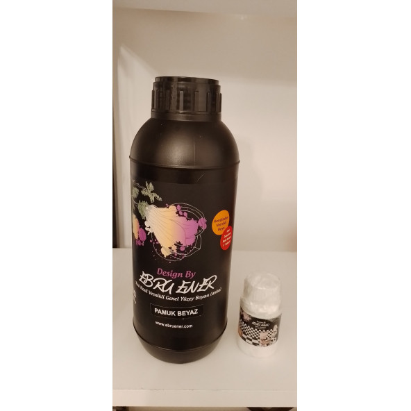 Ebru Ener Anka Vernikli Genel Yüzey Boyası Pamuk Beyaz 1000 gr. ve Katkı Maddesi 30 gr.