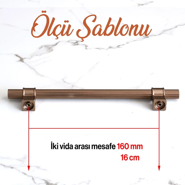 Hisar Bronz Renk Metal Kulp 160 mm-16 cm Mobilya Çekmece Dolap Mutfak Dolabı Kulpları Kulbu Kulpu - Resim 3